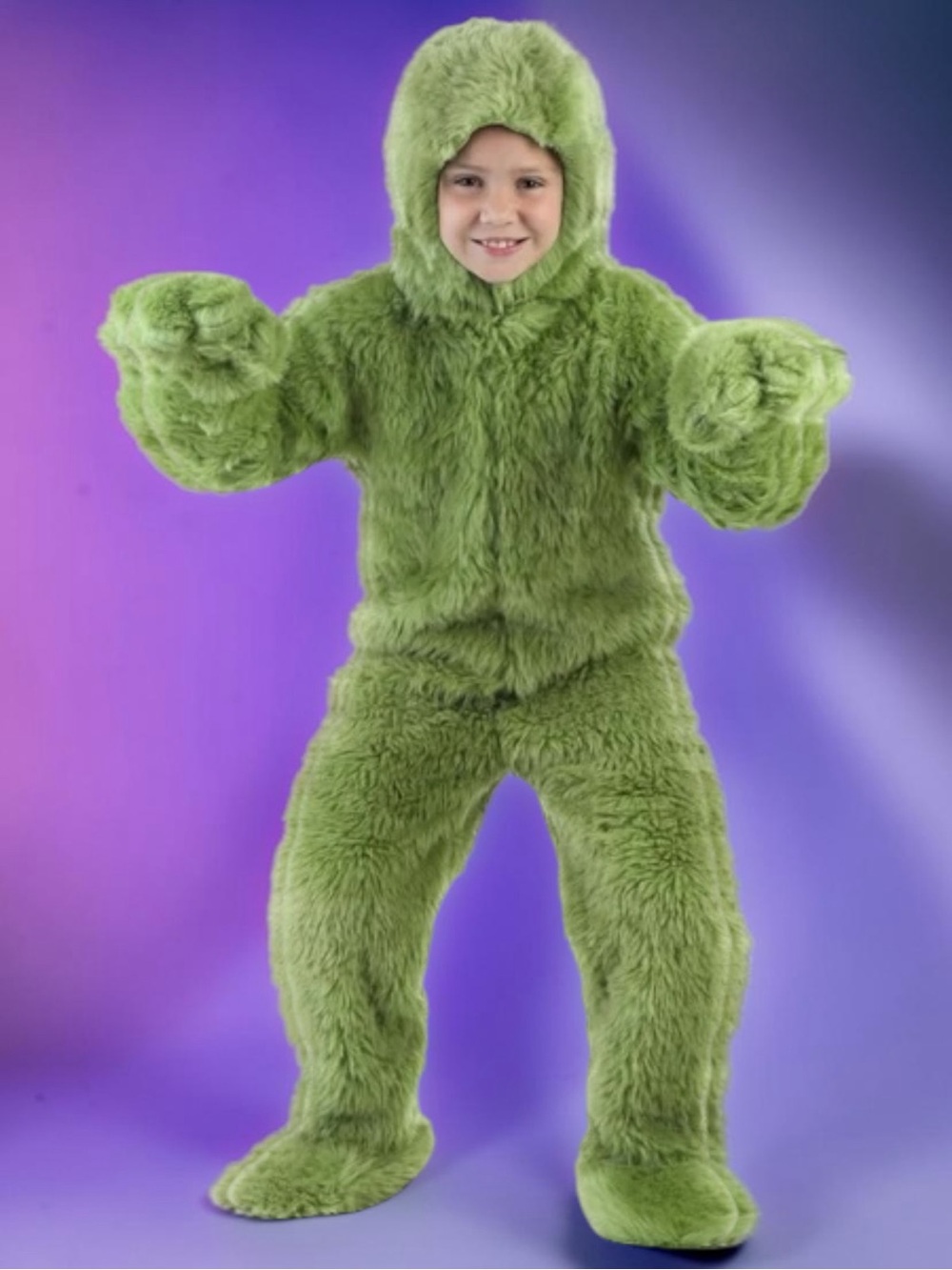 Toddler Green Furry Jumpsuit Costume Size 4T complete set